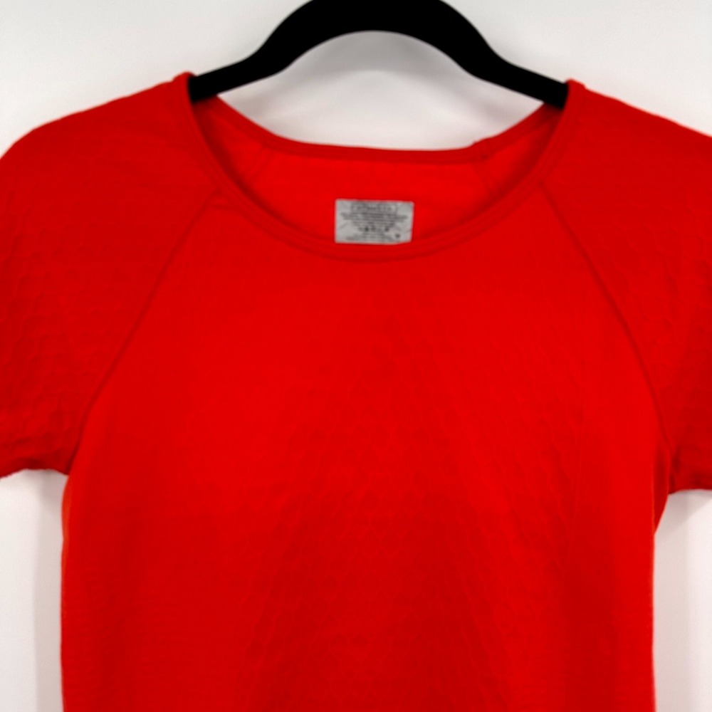 Athleta T-Shirt Mens Medium Orange Patterned Short Sleeve Crew Neck Pullover - Picture 3 of 9